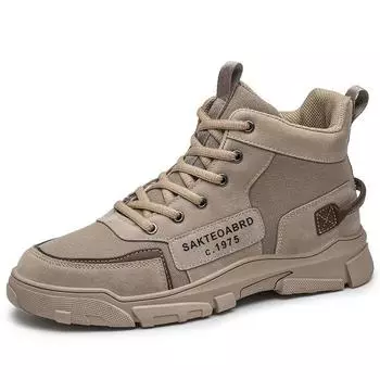 2025 новый стиль высокие шнурки мужские осенне-зимние рабочие туфли в английском стиле ретро повседневные модные ботинки Martin 39 хаки