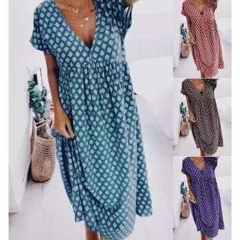 2025 Новый тренд утягивающего платья с талией, свободное удобное платье, женская мода, элегантное платье, весна-лето, принт S бордовый