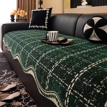 2025 Новый Универсальный Фиксированный Нескользящий Чехол на Подушку Дивана из Кожи Люкс Прямой Ряд Четыре Сезона Тканевый Чехол-Полотенце 90x70cm