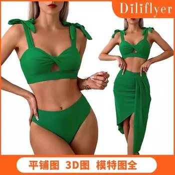 2025 новый ветровый нейлоновый купальник женский трехсекционный бикини купальник бикини S