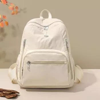 2025 Новый водонепроницаемый нейлоновый женский рюкзак, женская дорожная сумка, рюкзаки, школьный рюкзак для девочек-подростков, однотонный рюкзак бежевый