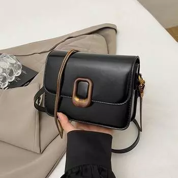 2025 Новый Y2K Ретро Дизайнер Мини Сумка С Клапаном Из Искусственной Кожи Женские Тенденции Сумки и Кошельки Сумка Через Плечо Женская Сумка Через Плечо чёрный