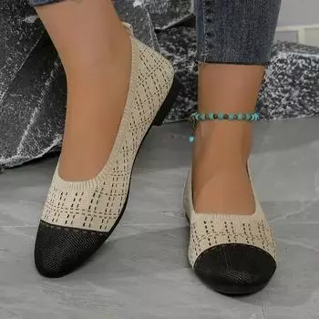 2025 Обувь для женщин Слипоны женские балетки Повседневные балетки для отдыха на открытом воздухе Женские туфли с круглым носком Мягкая сетчатая подошва в тон 36 покинуть белый