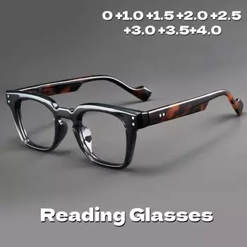 2025 Очки для чтения с большой оправой и защитой от синего света, нейтральные очки для пресбиопии, квадратная оправа, модные очки для чтения с толстой оправой 0