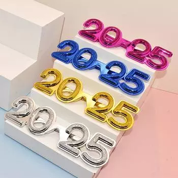 2025 Очки Новогодняя вечеринка Украшения для глаз Пластиковый реквизит Солнцезащитные очки Реквизит для фотосъемки Рождественские украшения Смешные очки A4