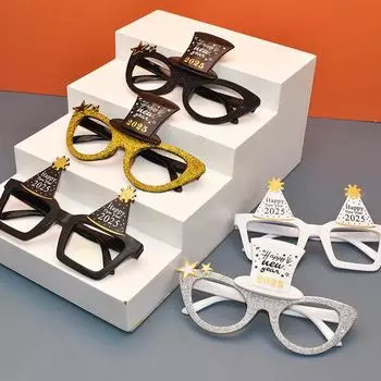 2025 Очки с цифрами, очки с надписью «Счастливый год», очки с бриллиантовым блеском, реквизит для косплея, украшение для рождественской вечеринки, забавные очки