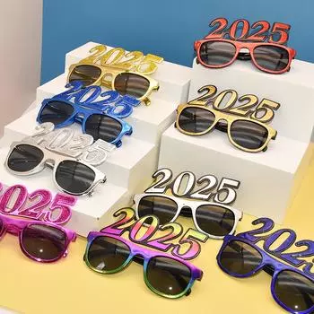 2025 Очки с цифрами, очки с надписью «Счастливый год», очки с бриллиантовым блеском, реквизит для косплея, украшение для рождественской вечеринки, забавные очки