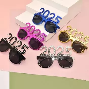 2025 Очки с цифрами, очки с Новым годом, очки с бриллиантовым блеском, реквизит для косплея, украшения для рождественской вечеринки, забавные очки A5