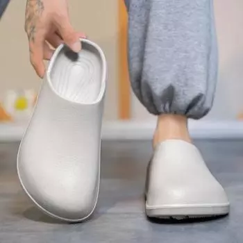 2025 Оригинальные мужские тапочки-сабо, удобные мюли, сандалии, летние водонепроницаемые нескользящие туфли для поваров из ЭВА, рабочие туфли для рыбалки на открытом воздухе 36-37 белый