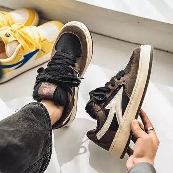 2025 осень и зима новые черные и коричневые мужские туфли для скейтбординга Maillard универсальные мужские туфли в стиле ретро модные туфли на платформе кроссовки 39