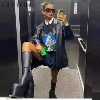 2025 осень и зима новые европейские и американские сапоги на платформе и платформе с фен-шуй, сапоги на платформе и платформе Spice girl на толстом каблуке, супер-высокие каблуки 35