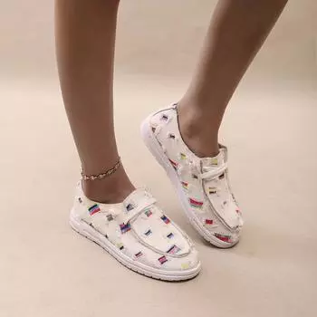 2025 осень и зима новые модные повседневные легкие женские туфли большого размера с принтом 43 36 чёрный