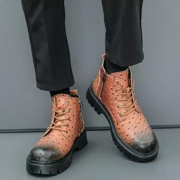 2025 осень и зима новые мужские ботинки Martin с толстой подошвой, увеличивающие рост, мужские простые короткие ботинки, облегающие ногу, полированные британские кожаные ботинки в стиле ретро 38 чёрный