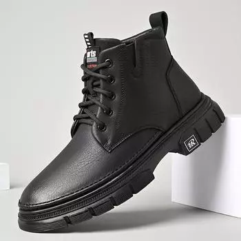 2025 осень и зима новые мужские ручная работа онлайн ретро инструменты большие ботинки Martin мужские высокие повседневные туфли 522 38 чёрный