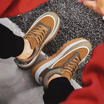 2025 осень и зима новые мужские туфли для пап корейская версия модной молодежной повседневной спортивной обуви на платформе мужская обувь из натуральной кожи 39