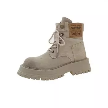 2025 осень и зима новые толстоподошвенные увеличенные противоскользящие взрывозащищенные универсальные нишевые британские ботинки Мартин короткие ботинки 35