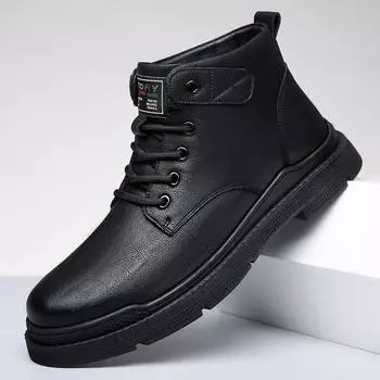 2025 Осень и зима Новый год мужские ботинки Martin ручной работы онлайн в стиле ретро мужские флисовые теплые хлопковые кожаные ботинки хлопковая обувь 9751 38