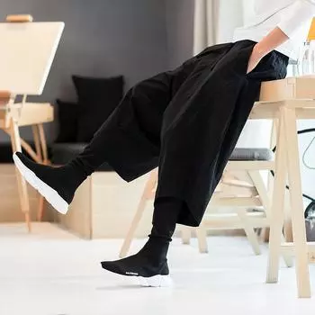 2025 осень китайский стиль мужские шаровары Харадзюку мужские винтажные широкие брюки мужские двухслойные брюки с низким шаговым швом 5XL чёрный