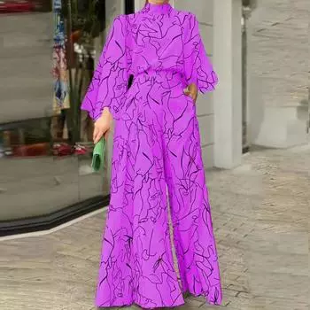 2025 осень новая мода женская одежда повседневная черная водолазка с граффити длинный комбинезон 2XL жёлтый