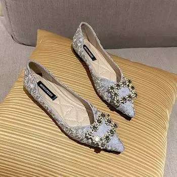 2025 осень новые мягкие остроносые туфли на плоской подошве одинарные женские универсальные туфли Doudou интернет знаменитости мелкий рот вечерний бриз нежный ш 35