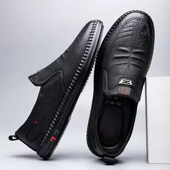 2025 осень новые мужские повседневные кожаные туфли ручной работы онлайн мужские мягкие кожаные туфли с мягкой подошвой одинарные туфли Doudou 5536 39 коричневый