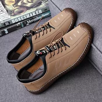 2025 осень новые мужские туфли ручной работы онлайн повседневные кожаные туфли мужские мягкие кожаные туфли с мягкой подошвой одинарные туфли мокасины 565 38 чёрный