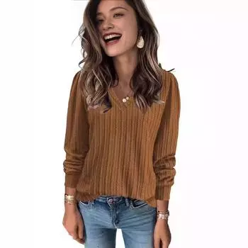 2025 осень новый v-образный вырез свободный пит-полосатый длинный рукав футболка топ женский S чёрный