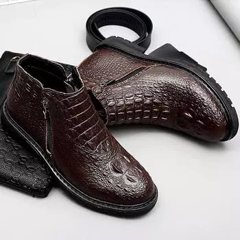 2025 Осень Ранняя Зима Ботинки Мужские Ботинки Из Натуральной Кожи Брендовые Мужские Ботильоны Обувь Нескользящая Обувь Плюс Размер 45 39 чёрный