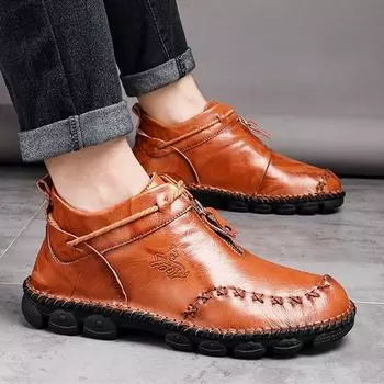 2025 Осень Ранняя Зима Ботинки Мужские Натуральная Кожаная Обувь Мужская Повседневная Обувь Из Коровьей Кожи Мужская Обувь Черный Плюс Размер 45 39 чёрный