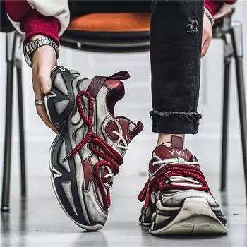 2025 осень-зима европейская станция новые мужские туфли старые трендовые модные повседневные спортивные туфли на шнуровке на платформе папины туфли 39