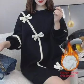 2025 Осень/Зима Европейское черное прямое свободное платье-свитер - уникальное и шикарное XL