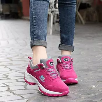 2025 осень-зима новые женские двухсторонние бархатные хлопковые туфли с эффектом увеличения высоты, бархатные термообувь повседневная женская обувь большого размера 42 35 чёрный