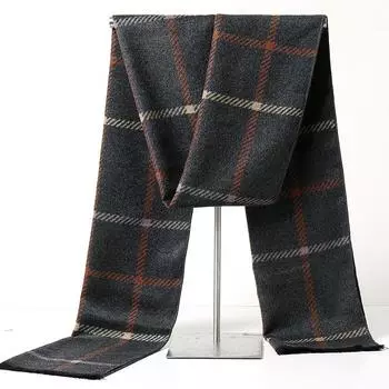 2025 Осень/Зима Новый мужской кашемировый шарф утолщенный, стильный, европейский и американский мужской классический в полоску 180*30cm темно-серого