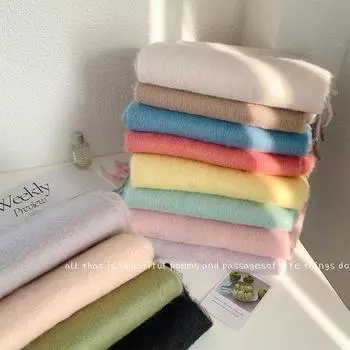 2025 Осень/Зима Новый женский удлиненный толстый однотонный мохеровый шарф грубая коса студенческая шаль на шею 240*38CM бежевый