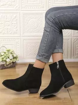 2025 осень-зима внешняя торговля европейская и американская мода большой размер молния женские замшевые ботинки Martin толстый каблук короткие женские ботинки 36