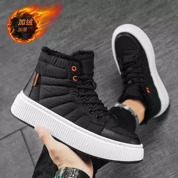 2025 осенне-зимние мужские ботинки Martin в стиле ретро, повседневные, универсальные, корейская версия спортивной обуви средней высоты, на платформе, бархатные, модные мужские туфли 39 чёрный