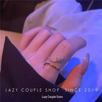 «2025 Открытый Змеиный Ринг: Микроинкрустированный цирконий, стильный дизайн. Micro-Inlaid Zirconia Snake серебряный