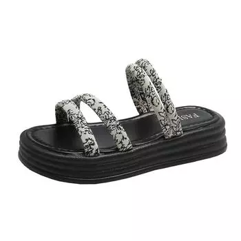 2025-подобные сандалии на толстой подошве в национальном стиле женские новые летние сандалии женская повседневная пляжная обувь для женщин 35 чёрный