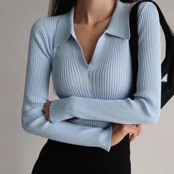 2025 Polo Neck Knitted Pullovers Sweepers Women Осень Зима Primer Shirt Long Sleeve Turn-Down Vorot Short Jempers Tops Solid One Size OneSize темно-зеленого