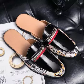 2025 полутапочки мужские нескользящие летние кожаные туфли для улицы с сумкой для головы мужские сандалии для улицы дышащие шапочки 37 белый