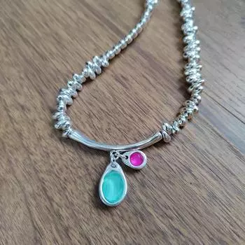 2025 Popular Crushed Silver Greenstone Necklace ins Creative Exquisite Women s Romantic Jewelry Gifts