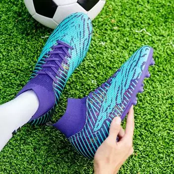 2025 popular football shoes high-top breathable students professional training long nail shoes large size broken nail football shoes 35