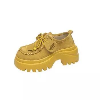 2025 Popular Retro Round Toe Lace-up Women s Shoes, British Style Platform Soles, Versatile Small Fringe Shoes, Women s Single Shoe Trend 35