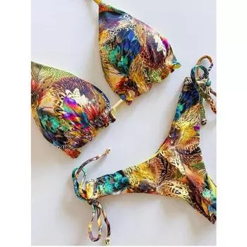 2025 Популярная женская пляжная одежда Сексуальный комплект бикини Горячий спортивный купальник Push-Up Мягкий купальник Изысканный купальник для купания S