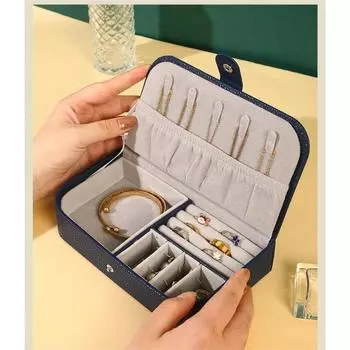 2025 Portable Jewelry Box Jewelry Organizer Display Travel Jewelry Case Boxes Button Leather Storage Chenille Jewelers Joyero чёрный