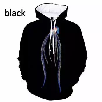 2025 Последние мужские и женские повседневные модные толстовки с длинным рукавом с принтом 3D Cool Octopus Printed Hoodie Pullover Top L