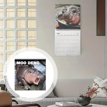 2025 Последний Современный Анимационный Календарь Мульти-выражение Домашние Подарки Настенное Украшение Бегемота Good Fo I8S6 A-One size