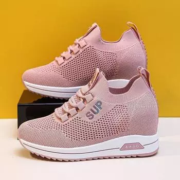 2025 Повседневная обувь Сетчатые дышащие кроссовки Женские летающие вязаные туфли Весна Лето Новые кроссовки 36