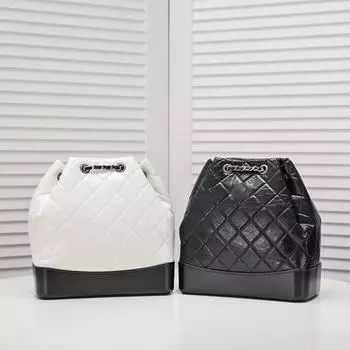 2025 Повседневная сумка-ведро с цепочкой и кулиской Diamond - Роскошный маленький рюкзак 24x23x11.5 cm белый