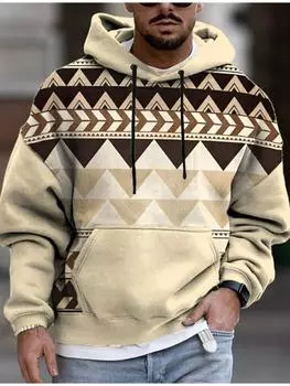 2025 Повседневная свободная мужская толстовка с капюшоном большого размера с 3D-принтом, топ для осени, модная уличная одежда с длинными рукавами, мужские толстовки с капюшоном S